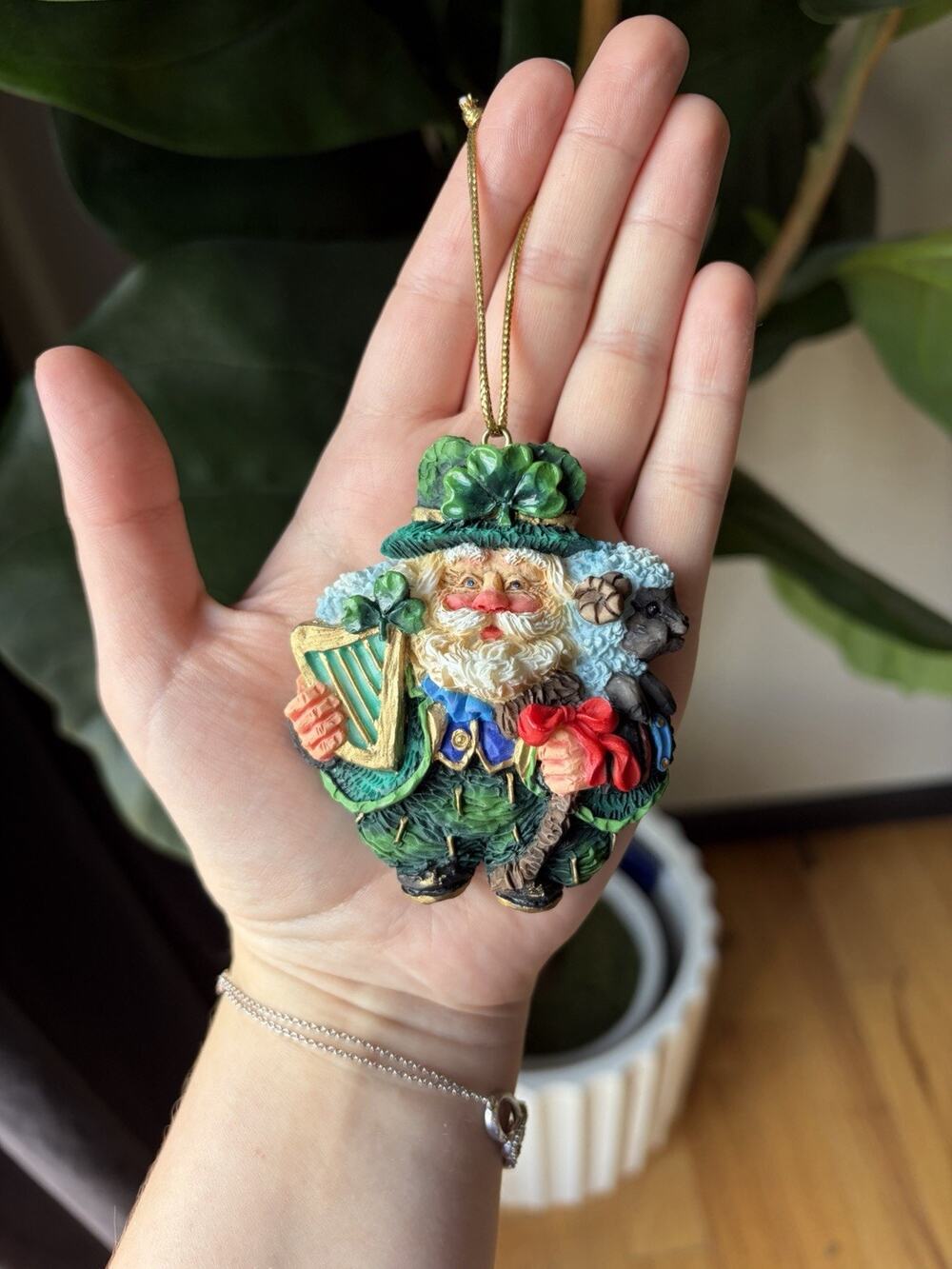 St. Patrick's Day Leprechaun Resin Hanging Ornament Green Decorative Small